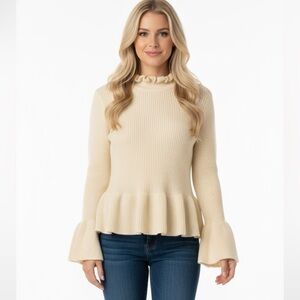 Love Riche size small oatmeal color knit boho sweater; new with tags